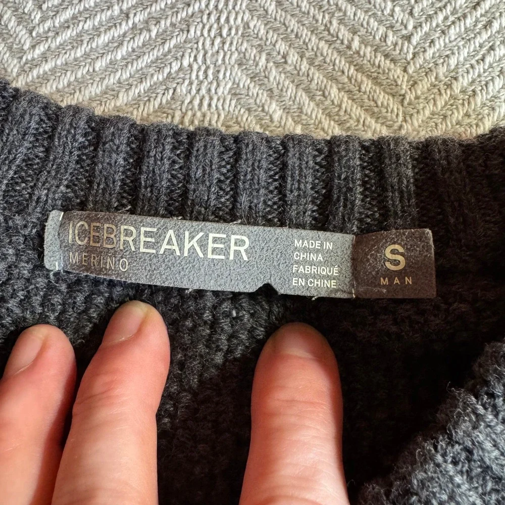 Icebreaker Waypoint Crewe‎ Merino Wool Sweater Mens Small Charcoal Gray